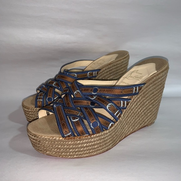 CHRISTIAN LOUBOUTIN size 38 printed wedge heels - Picture 11 of 15